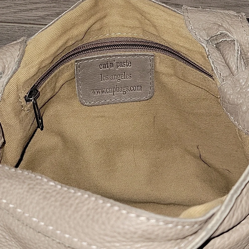Cut & Paste for Anthropologie Studded Gray Leather Shoulder Bag